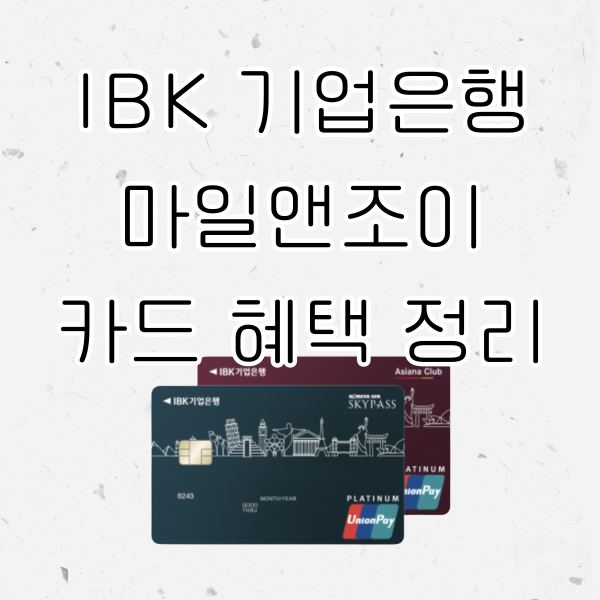 ibk 기업은행 마일앤조이 카드 혜택 정리