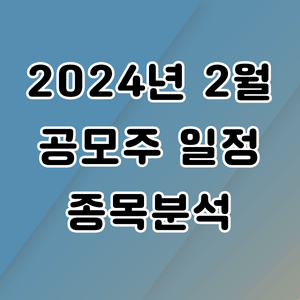 2024년 2월 공모주 일정 종목분석