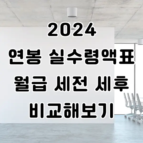 2024 연봉 실수령액 표 월급 세전세후 비교