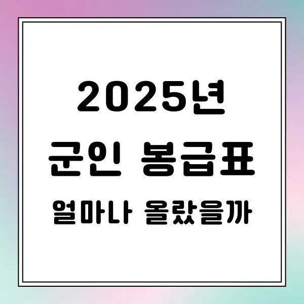 2025년 군인 봉급표