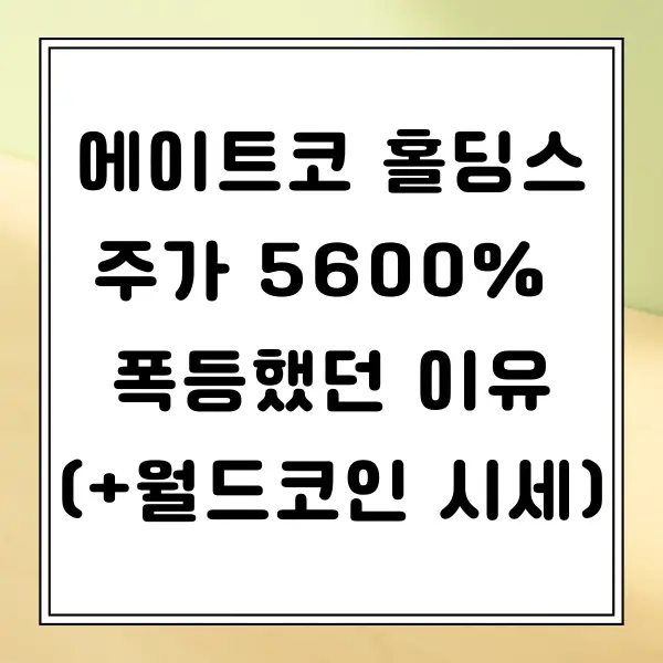 에이트코 홀딩스 주가 5600% 폭등했던 이유, 월드코인 시세