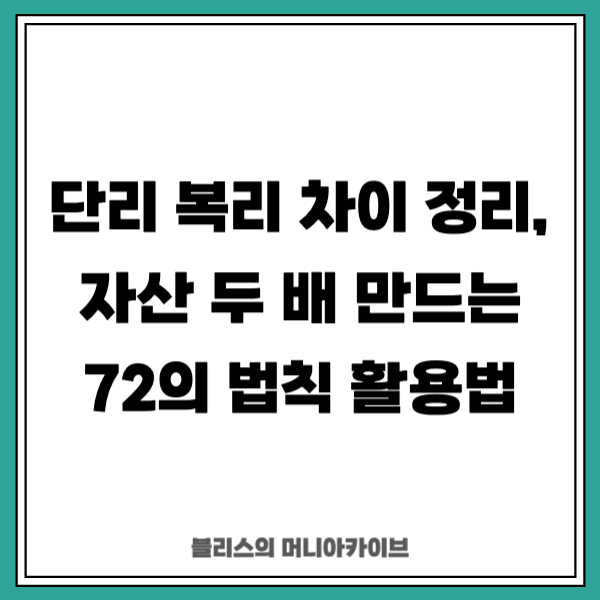 단리 복리 차이 정리 (+자산 두 배 만드는 72의 법칙 활용법)